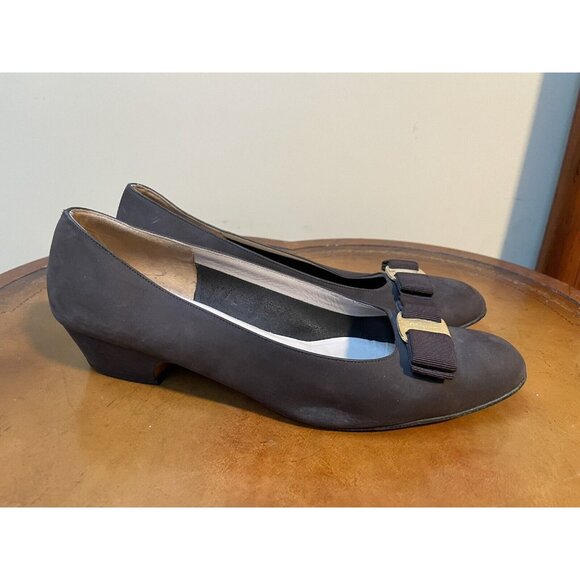 Salvatore Ferragamo Boutique Brown Leather Pumps Shoes Sz 10B (F85) - Picture 3 of 11